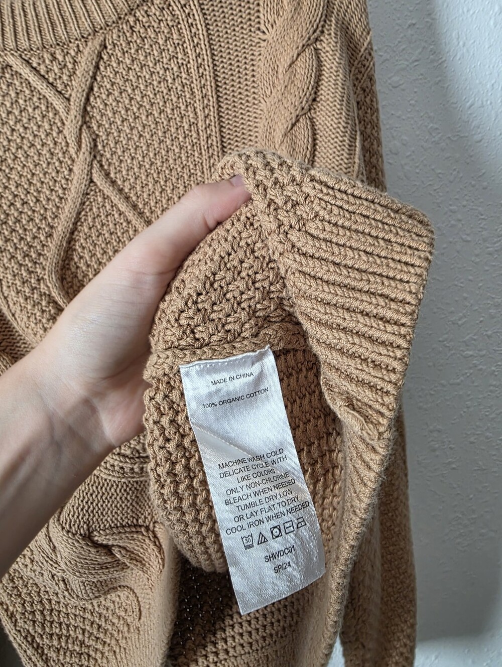 Quince Camel Cable Knit Cotton Sweater XL - Picture 9 of 9